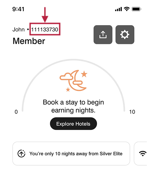 Marriott Bonvoy app account page